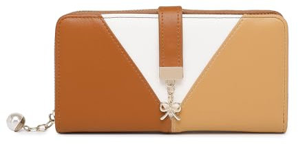 Miss Lulu Geldbörse Damen Mehrfarbig Portemonnaie V-Form Colorblock PU Leder Design Portmonee