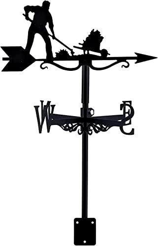 Wetterfahne Kreative Wetterfahne, klassische, langlebige Windfahne aus Gusseisen, Arbeiter-Dekoration, Wetterfahne für den Außenbereich, Bauernhaus, Garten, Terrasse, Hof, Dach, Ornament. Wetterfahne