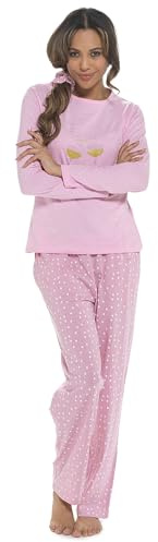 Ladies Pyjamas 3 Piece Set Jersey Printed PJ Nightwear UK Sizes 8 to 22 Top Bottoms & Scrunchie (Champagne 12/14)