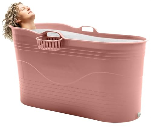 HelloBath® – Bath Bucket XL (Basic) – 121 cm – Sittbadkar för vuxna – Isbad – Utdragbar avloppsslang upp till 3 meter - Terrakotta
