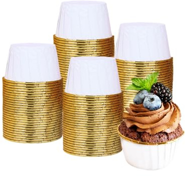 100 pirottini bianchi per cupcake, 99,2 g, in alluminio, usa e getta, per muffin, mini pirottini per cupcake, per feste, matrimoni, compleanni, San Valentino
