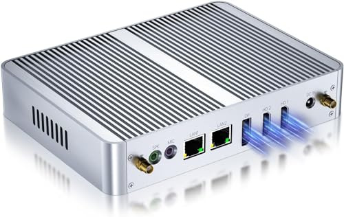 Kinupute Mini PC Sin Ventilador, Ordenador de Sobremesa 12º Alder Lake-N100, hasta 3,4GHz, 16G DDR4, 1T M.2 SSD, Windows 11 Pro, Dual LAN, 4K@60Hz Triple-Display, 2xHDMI/DP, WiFi6, BT5.1, VESA
