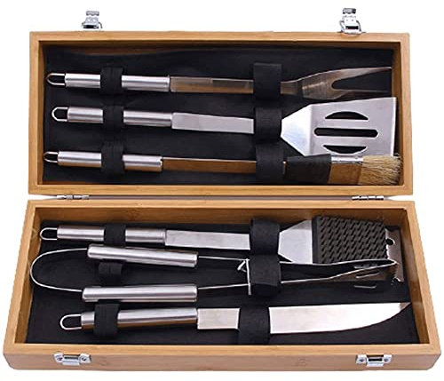 KWMAEEUID Personalisiertes Grillset für Männer, Grillset mit Holzkofferhalter, individueller Geburtstag für ihn, Vater, Freund, Ehemann | Geschenk für Trauzeugen