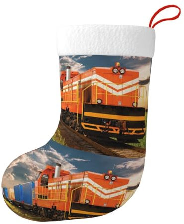 Hgbbdyyjj Güterzug Personalisierte Weihnachtsstrümpfe für Herren und Damen, Weihnachtsstrümpfe, weiches Polyester, dekorative Socken, Schwarz , Einheitsgröße
