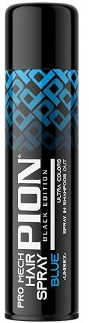 Pion Black Edition Pro Mech Blue Temporary Hair Color Spray 150 ml - Ultra Colors, Spray Coloranti Semipermanenti Per Capelli Blu, Spruzzare Shampoo Out, Unisex Per Uso Domestico e Quotidiano