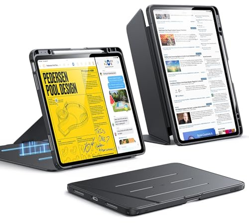 ESR für iPad Air 13 Zoll Hülle M4/M3/M2 (2026/2025/2024), Schwarz | Vertikale Standfunktion, Mehrere Betrachtungswinkel, Ultrastabile Hülle mit Stifthalter, Flip-Serie