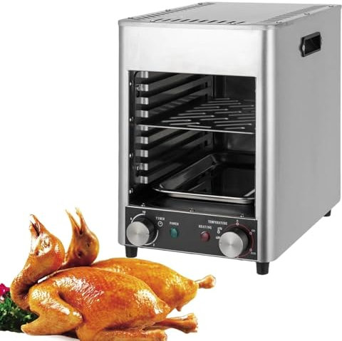 XSDAJSD Horno de Carne Comercial, Parrilla eléctrica de 1700 W, Parrilla de Acero Inoxidable con Temporizador de 10 Minutos, freidora automática portátil de Carnes.