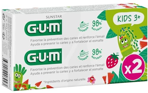 GUM Kids Fluorid Zahnpasta ab 3 Jahren, 2 x 50 ml