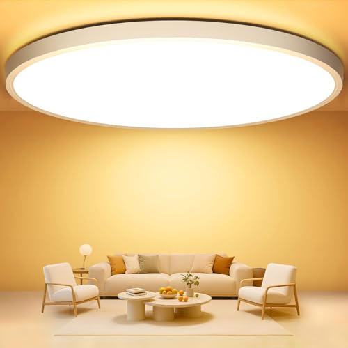 Deckenlampe LED Deckenleuchte Flach Rund, Ø30CM 24W 2400LM Lampe Decke Flurlampe Warmweiß 3000K Modern IP44 Badlampe Badezimmerlampe für Wohnzimmer Schlafzimmer Balkon Bad Flur Keller Küche UltraDünn