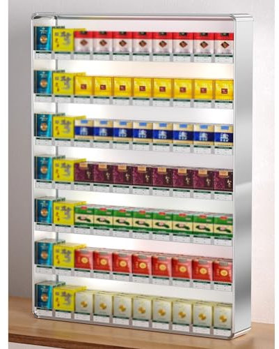 Cigarette Display Holder - Wall-Mounted Retail Cabinet, Organizer & Dispenser for Cigarettes, Candy & Cigars, 50x70cm, Sleek Design, Durable Acrylic, Ideal for Stores
