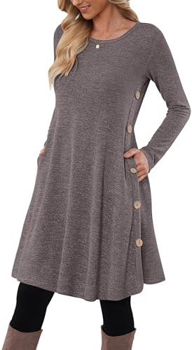 MOLERANI Robe Pull pour Femme à Manches Longues Robe Tunique boutonnée décontractée avec Poches