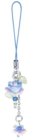 SHOFUL Agromusk Rosa Lotus Blume Handy Charm, Süße Perlen Handyband Handytasche Anhänger Geschenk für Frauen Y2K Accessoires（Blau）