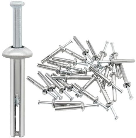Cjueiom 50 Pcs 1/4 x 1-1/2 Hammer Drive Anchors, Heavy Duty Zinc-Plated Steel Nail-in Anchors for Concrete, Masonry & HVAC Installations, Rust-Resistant Fasteners for Secure Mounting