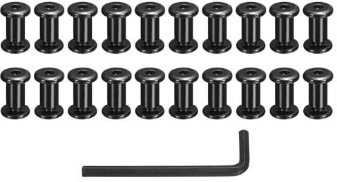 QUARKZMAN 10 Jeux De Vis À Fixation, Boulons Femelle M6x10.5mm Avec Entraînement Hexagonal 8x14.5mm Rivets À Chapeau Vis À Meuble Chicago Boulons En Acier Inoxydable Avec Clé, Noir