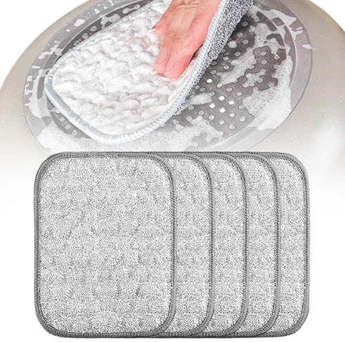 SNBUHA 5 Piezas Paños de Alambre Multiusos, Paños de Limpieza Reutilizables para Húmedo Seco, Non-Scratch Wire Dishcloth Redondo para Platos Ollas Estufas Sartén Horno, 16x12cm (Doble Capa)