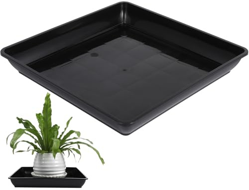 Generisch 2 Stück Pack Pflanzuntersetzer aus Robustem PP Kunststoff Rechteckige Blumentopfuntersetzer Wasserauffangende Tropfschalen für Zimmerpflanzen und Pflanztöpfe Bodenschonend Schwarz
