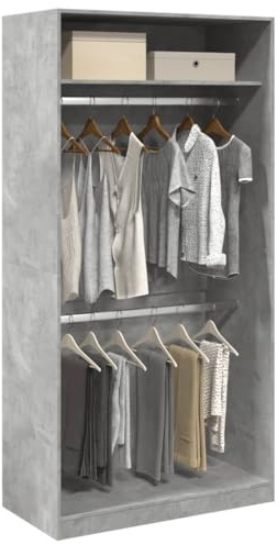Frdhee Kinder Schrank Kleiner Kleiderschrank,Kleiderschrank Betongrau 100x50x200 cm Holzwerkstoff,Haushaltsschrank für Haushalt,Flur,Büro oder Schlafzimmer