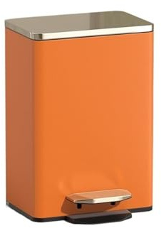 RUNZE765Z Corbeille à Papier Poubelle de Recyclage Domestique, Poubelle Cuisine, Seau intérieur Amovible, pédale, Fermeture amortie Poubelle De Bureau(Orange)