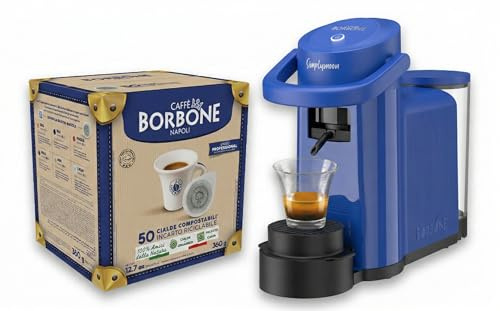 CAFFÈ BORBONE Simplymoon Macchina da Caffè a Cialde (Blu, Macchina + Cialda Blu)