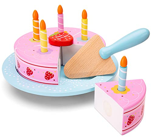Woet® Donut Giocattolo in Legno per Bambini - 6 Pezzi in Scatola Regalo - Set Pasticceria Giocattolo - Gioco di Ruolo per Cucina - A Partire da 3 Anni