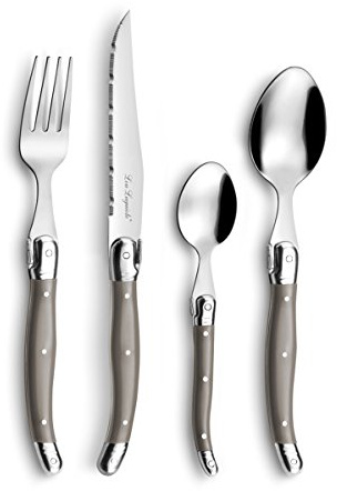 LOU LAGUIOLE Tradition Service 48 couverts en Inox Pour 12 personnes, Taupe | Ménagère 48 couverts pour 12 personnes, Acier inoxydable 18/0, Finition Brillante, Compatible lave-vaisselle