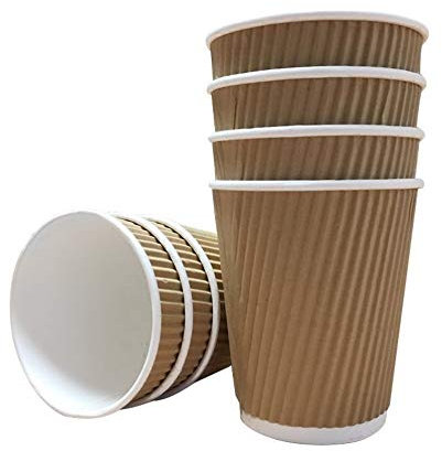 G&S PACKING UK LTD 100 X12oz / 360ml Kraft Triple Walled Disposable Paper Ripple Cups