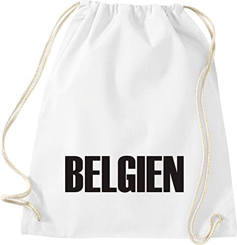 Shirtstown Sac de gym Sac de gym Belgique pays de football, club, sport, sac de sport, Blanc., 37 cm x 46 cm