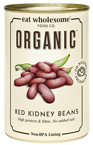 Eat Wholesome Haricots Rouges Biologiques, 400g (Paquet De 12) - Dans L'eau, Précuits, Sans Sel Ajouté, 100% Naturel, Source De Protéines, Végétalien, Doublure Sans BPA
