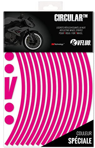 VFLUO - Kit Strisce retroriflettenti per Cerchi Moto, Adesivi rifrangenti per 1 Ruota, 3M Technology™ - Alta visibilità Laterale - Sobrio e di Design - Facile Posa