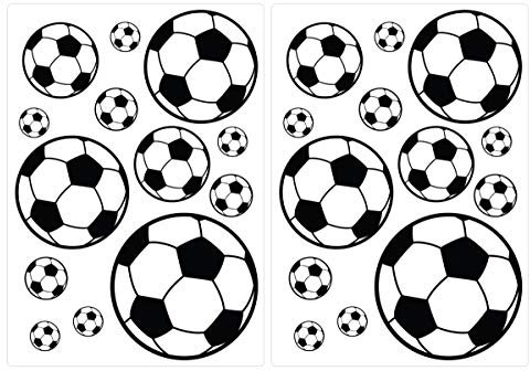GRAVURZEILE Wandtattoo - 26x Fußball Set - Wandtattoo für Kinderzimmer - Mädchen & Jungen - Selbstklebend - Konturschnitt ohne Transparente oder weiße Ränder