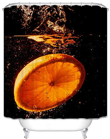 Daesar Antischimmel 3D Duschvorhang 150x200 cm Grapefruit im Wasser Badvorhang Vintage Polyester-Stoff