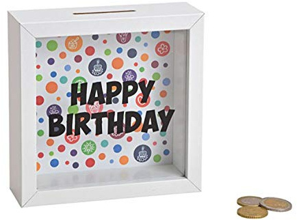 Wurm Tirelire Happy Birthday en bois blanc