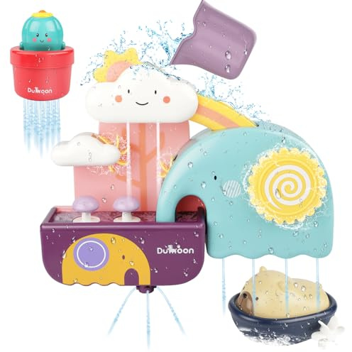 GILOBABY Baby Bath Toys Set — Waterfall Station with Rotating Gears, Swimming Bear & Cactus Growing Toys, Suction Cup Bathtub Toys for Babies 6M+, Toddler Bath Toy for 1 2 3 Year Old Boys & Girls