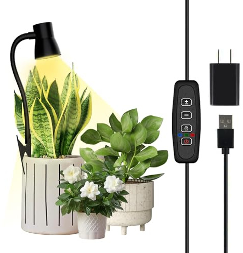 IMVSINCERE Pflanzenlampe Led Vollspektrum, LED Klemm Pflanzenlampe für Zimmerpflanzen,5000k 360° Schwanenhals, 3 optionale Spektren, Auto Timer 3/9/12Hrs,5W (eisenhaltig)