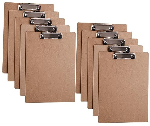 BOMKEE (10 Stück) Klemmbrett A4 Holz, Schreibbrett Pad Halter Clipboard Klemmbretter A4 Zwischenablage Schreibblock mit Aufhängeose für Büro Arbeit Klassenzimmer Business Restaurant