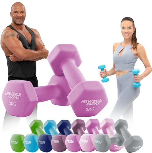 Miweba Sports Neopren Hantelset NKH100 | 0.5-10 kg (2X 3.0 kg, Pink)