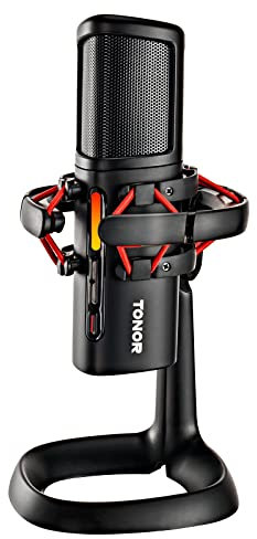 TONOR Microphone USB pour Ordinateur, Micro Gaming à Condensateur Antibruit pour Le Streaming en Direct sur PC, Mac, Les Podcasts, L’Enregistrement, Suivi sans Latence, Plug and Play, Orca 001