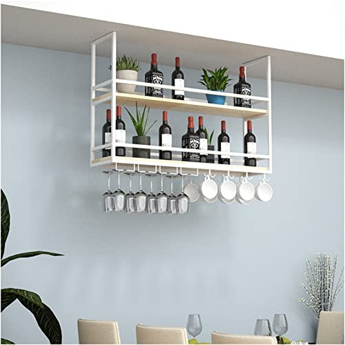 Porta Bottiglie Di Vino Appeso - Mensole Da Muro Soffitto, Portabicchieri Da Vino In Legno Massello A Parete, Scaffale Per Piante In Ferro Nero/scaffale Portaoggetti, Mensole Sospese Per Casa