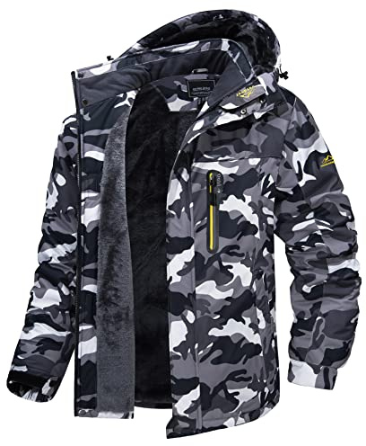 MAGCOMSEN Veste de ski imperméable pour hommes Veste polaire de randonnée coupe-vent avec capuche