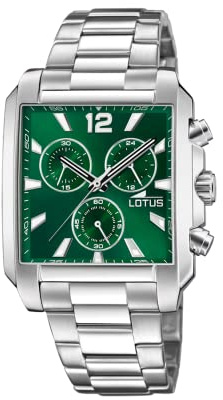 LOTUS Reloj Hombre Analógico de Acero Inoxidable 316l Plateado | Movimiento de Cuarzo, Cronógrafo, Cristal Mineral de Alta Resistencia, Resistente al Agua 5 ATM 18850/3 Special Prices