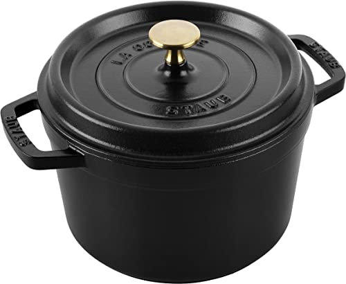 staub Staub 40508-898 Grand Cocottes Round Black 7.9 inches (20 cm) Large Two-Handed Enameled Pot, Induction Compatible, Cast Iron Grand Cocottes Round Black