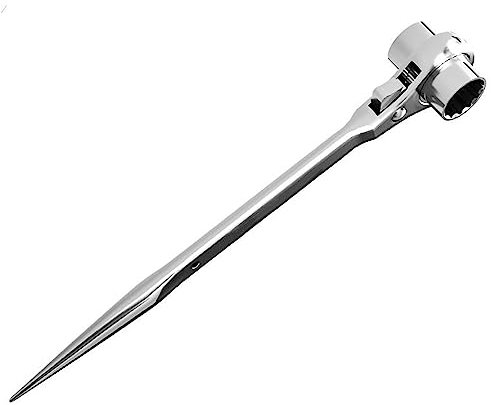 LEPEVNEY Scaffold Ratchet Double Ended Socket Ratcheting Podger Scaffold Spud Wrench Flat Satin Cr-v 17-19mm