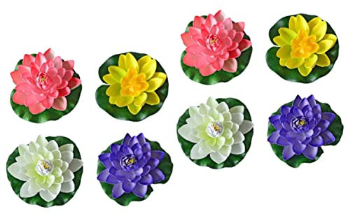 Garneck 8stücke Schwimmende Wasserlilien Künstliche Lotusblumen Für Teich Aquarium Und Garten Realistische Dekoration Hellrosa Und Robust Und Wetterfest