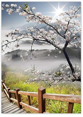 H839M_NS1Q Stickers muraux Motif fleurs de cerisier du Japon 40 x 50 cm