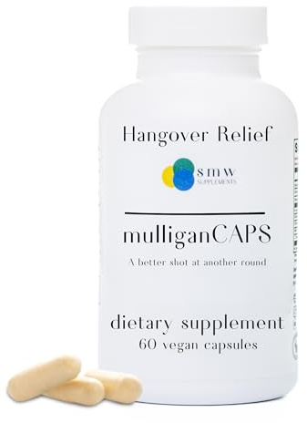 Mulligan Caps Pre-Celebration Blend: Prep, Party, Wake Up Refreshed and Energized, Boost Recovery After Drinking by Enhancing Liver Function with Antioxidants, B Vitamins, Riboflavin - 60 ct.