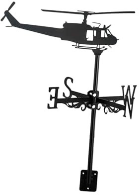 Leefasy Helicopter Figurine Wind Vane Ornament Weathervane Decorative Wind Direction Indicator for Courtyard, Farm Scene