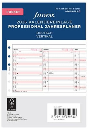 Filofax Kalender Pocket Prof.Jahresplaner (deutsch)2026