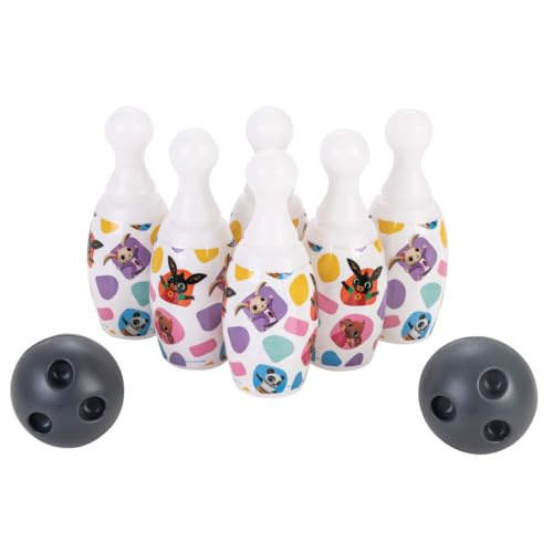 ODS - Bing, Bowling Set Giocattolo per Bambini, Set con 6 Birilli e 2 Palle con Porta birilli, Altezza 20 cm, Età Consigliata +10 Mesi