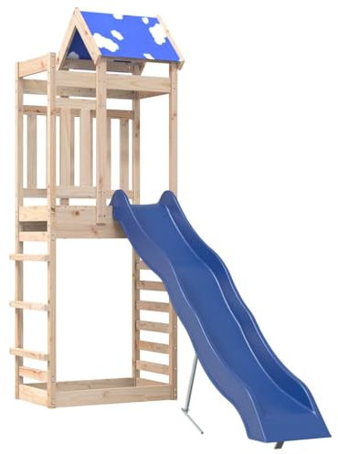 vidaXL Parc extérieur en bois de pin massif, balançoire de jardin, maison de jeux avec toboggan, parc pour enfants en bois