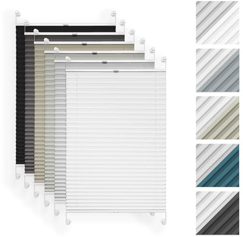 Rettika Thermo Plissee ohne Bohren - Weiß 90 x 120 cm (Breite x Höhe) - Verdunklungsplissee, Plissee klemmfix, Plisees ohne Bohren Blickdicht, Fenster rollos für innen